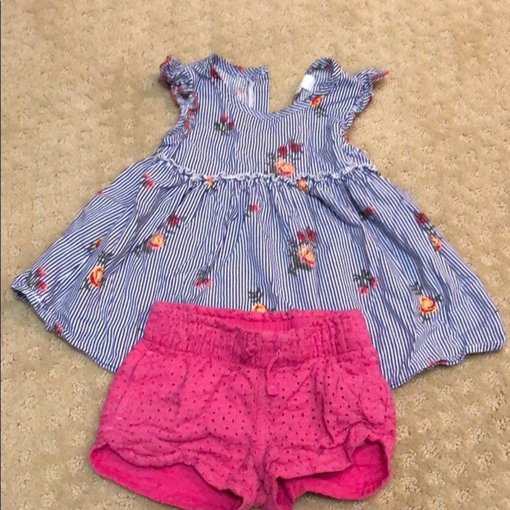 Toddler girl shirt and pink shorts